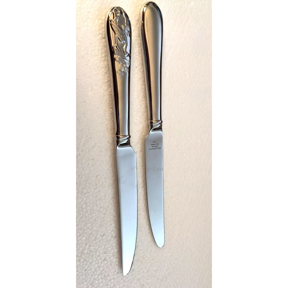 2 Reed & Barton Asian Birds French Hollow Dinner Knife 9 5/8" "Set of 2" NEW !!